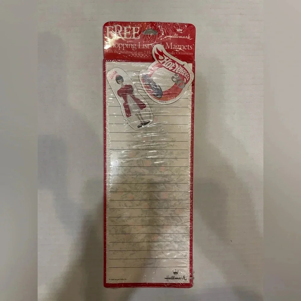 Hallmark Vintage 1998 Shopping List With Barbie & Hot wheels Magnets NIP